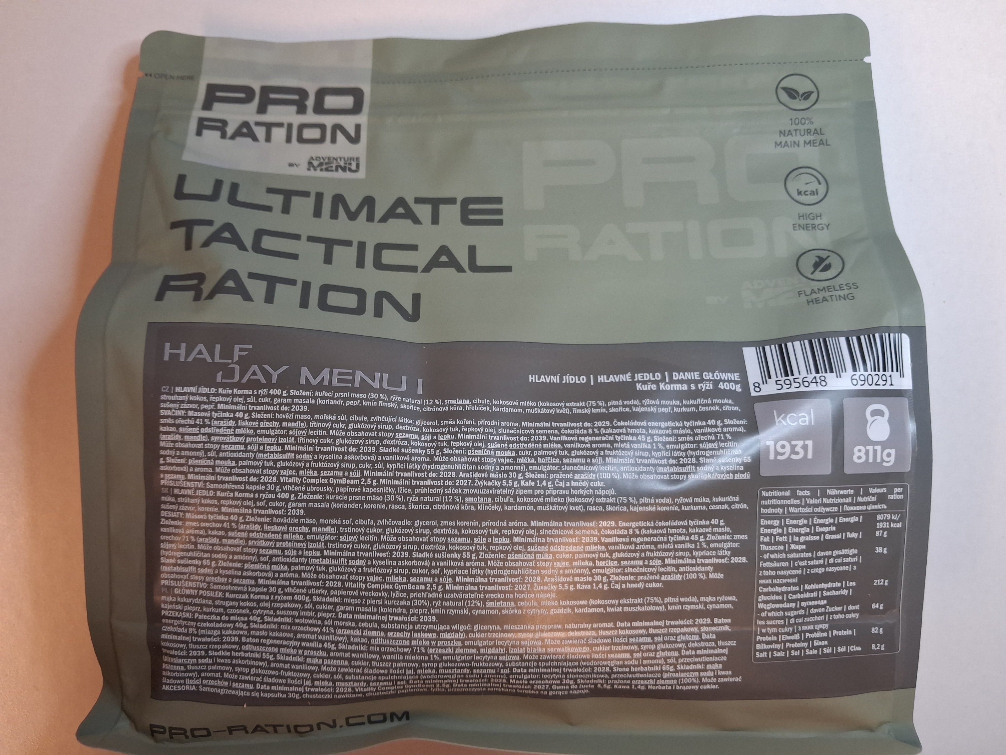 Pro Ration half-day MRE Menu 1