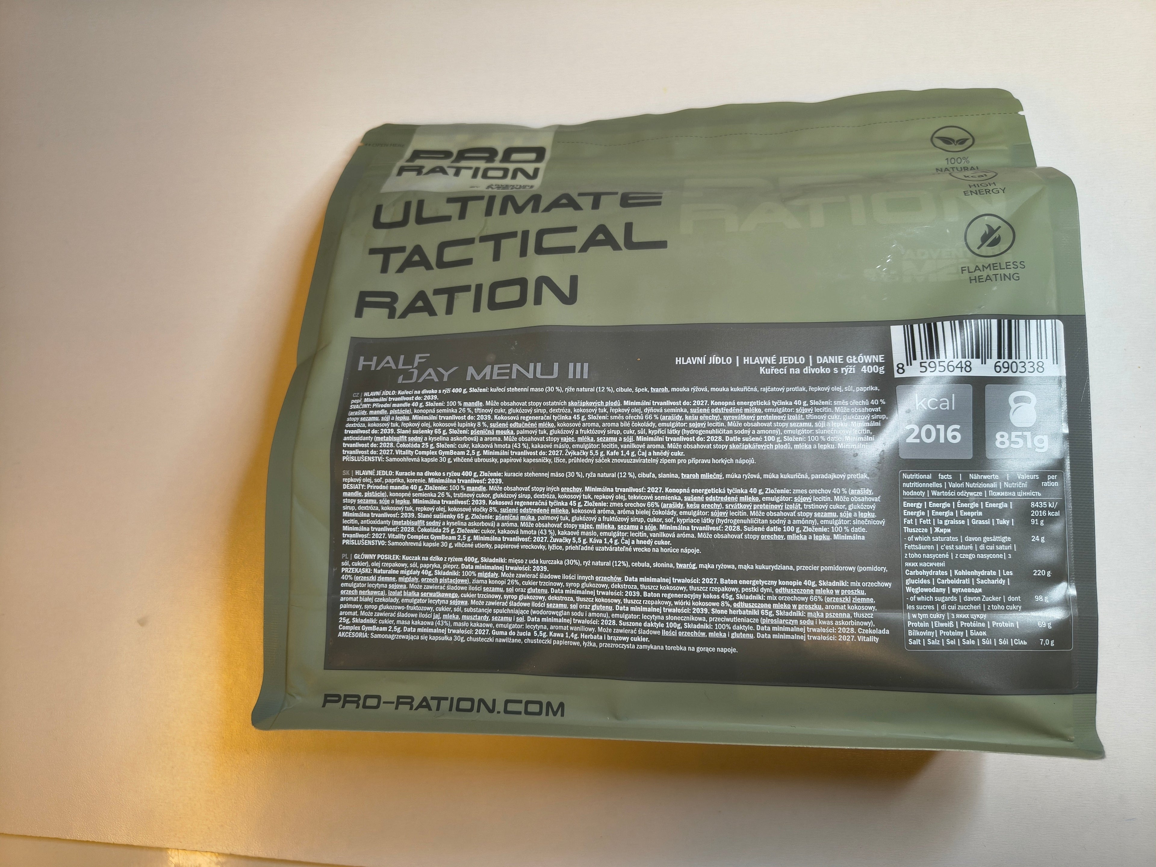Pro Ratio half-day MRE menu3