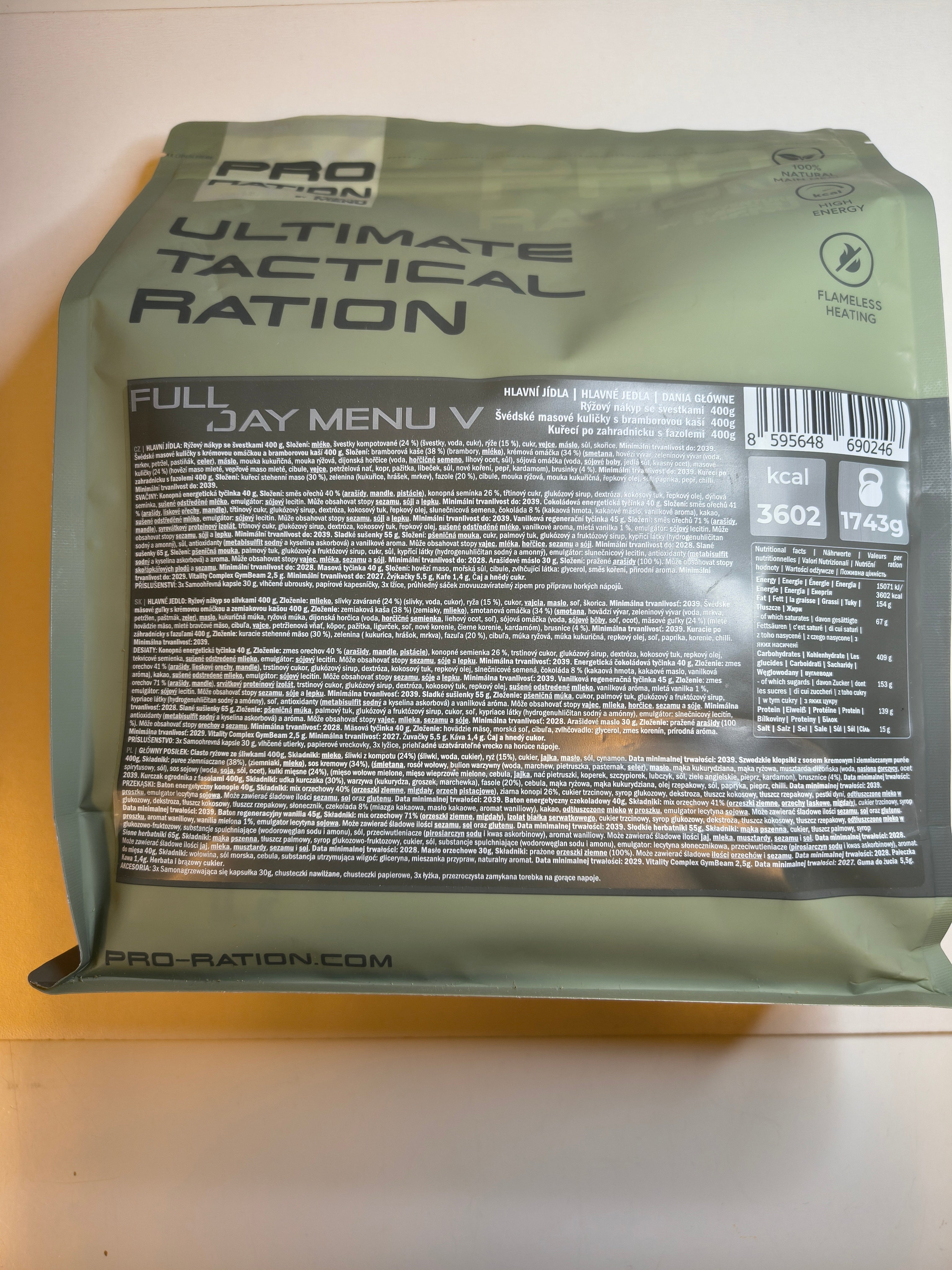Pro Ration Full-day MRE menu 5