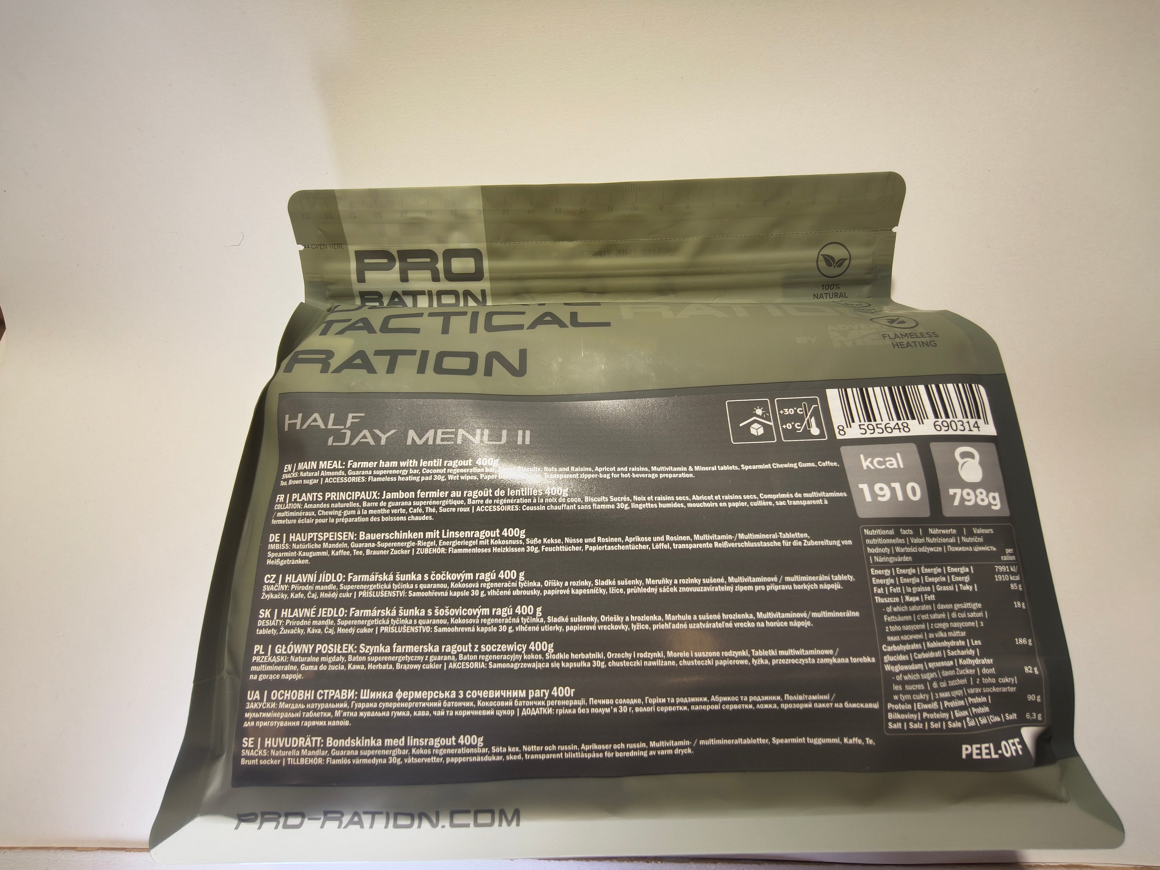 Pro Ration half-day MRE Menu 2