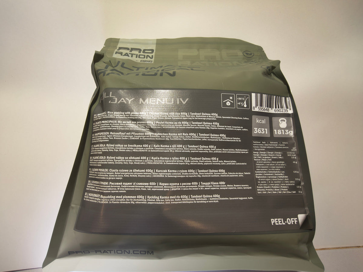 Pro Ration Full-day MRE menu 4